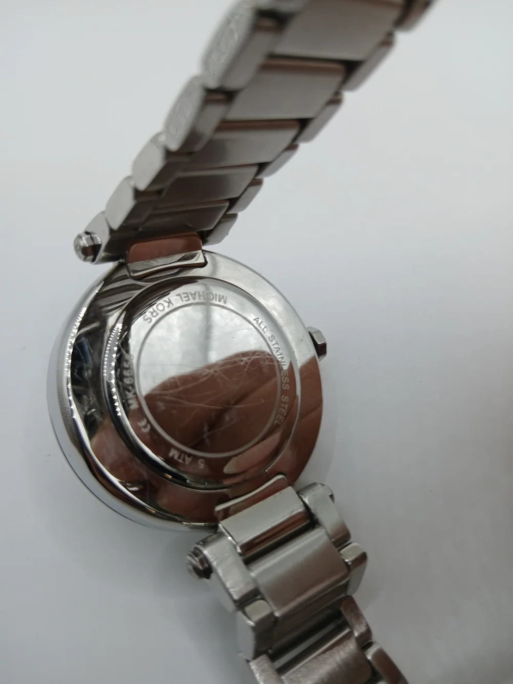 Michael‎ Kors MK6658 Parker Silver Logo Crystal-Trim Watch 33mm With BOX